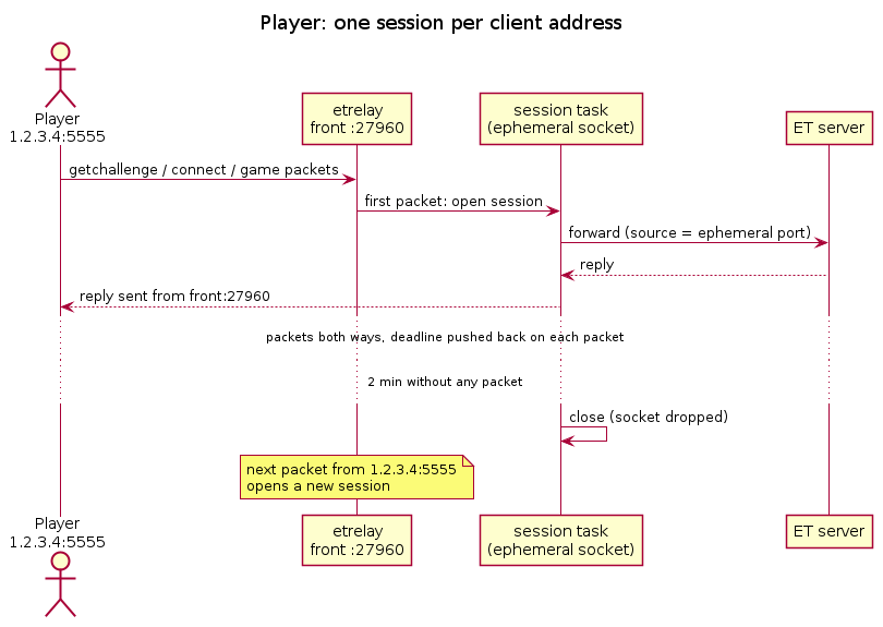 Player: one session per client address